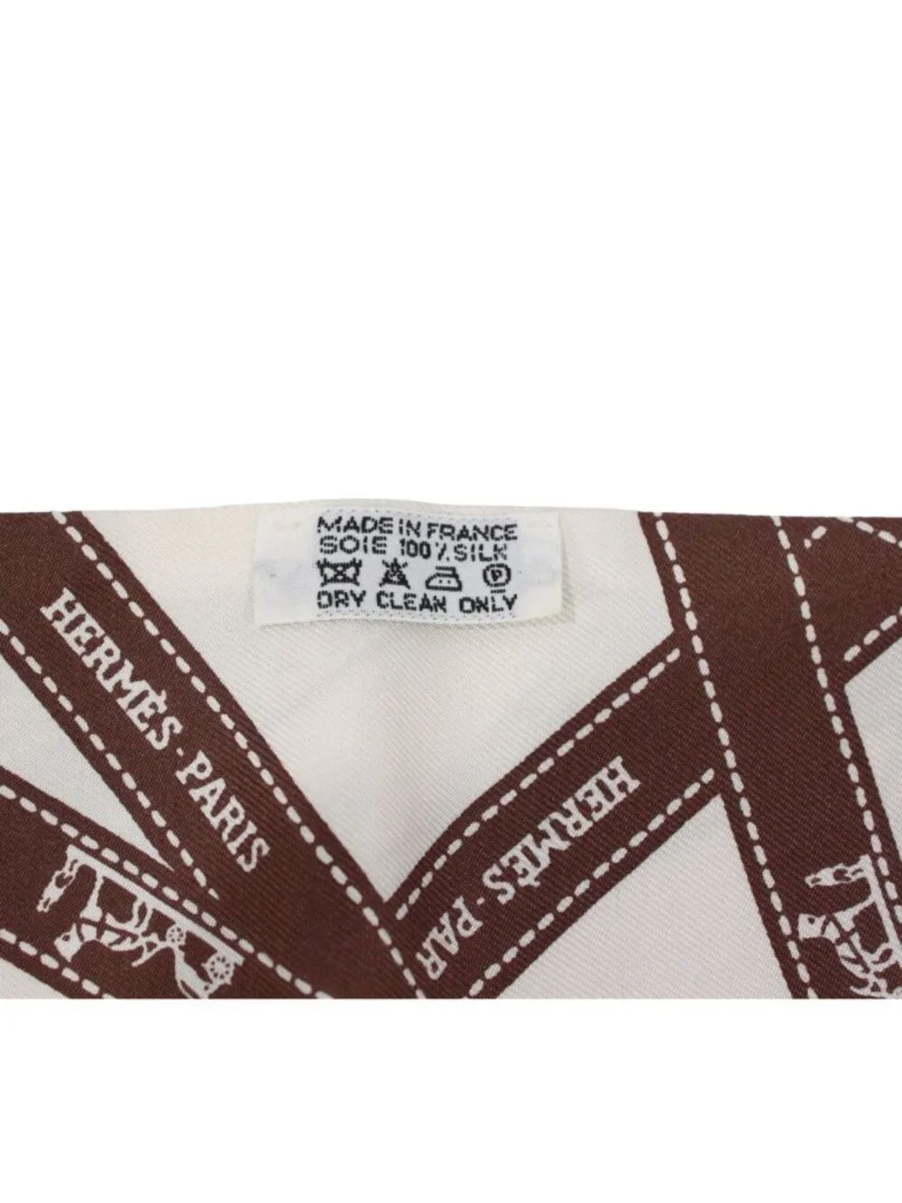 Hermes Twilly Bolduc Silk Ivory Brown Scarf